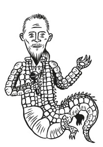 Crocodile Pagny (Florent Pagny) - Illustration : Gilderic (dessin original n&b)