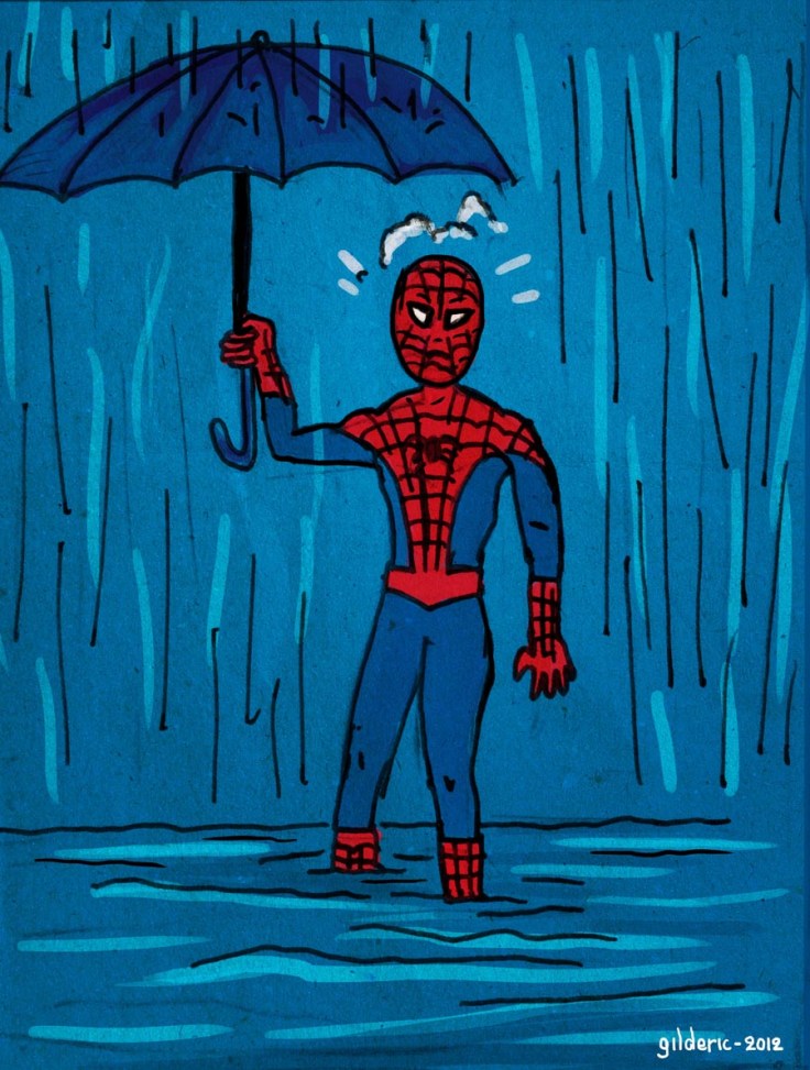 Spiderman sous la pluie (Illustration : Gilderic)