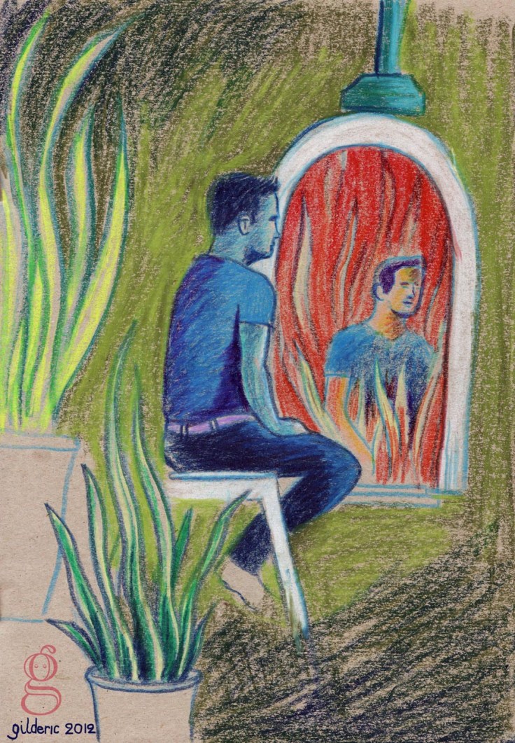 A travers le miroir (dessin d'après modèle de Gilderic)