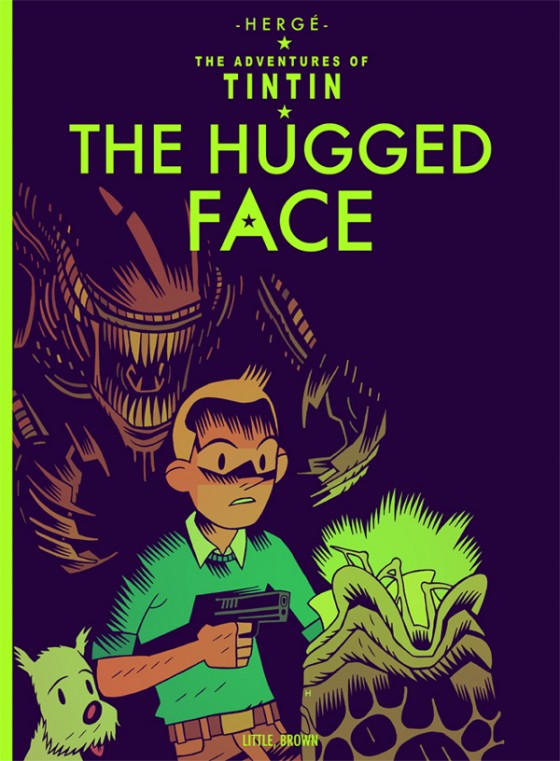 The Hugged Face -  Tintin vs Alien, illustration de Mister Hipps