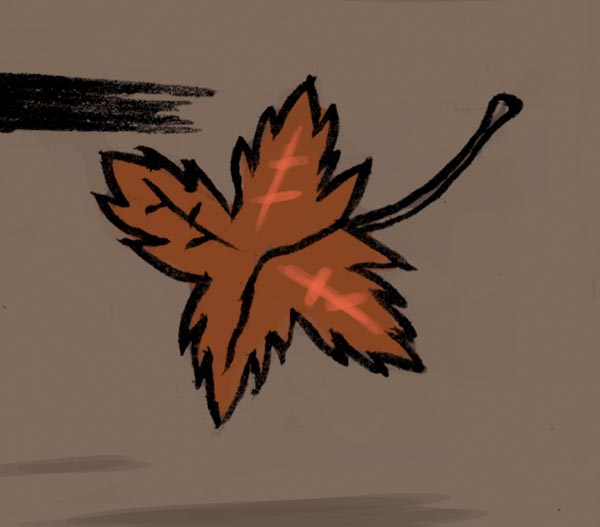 Feuille qui tombe (Etrange automne, détail) - Illustration : Gilderic