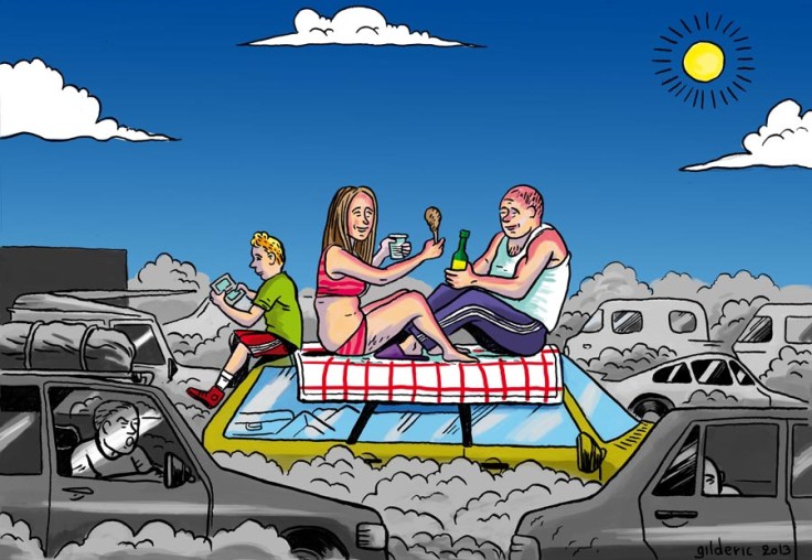 pique-nique sur autoroute - Dessin de Gilderic