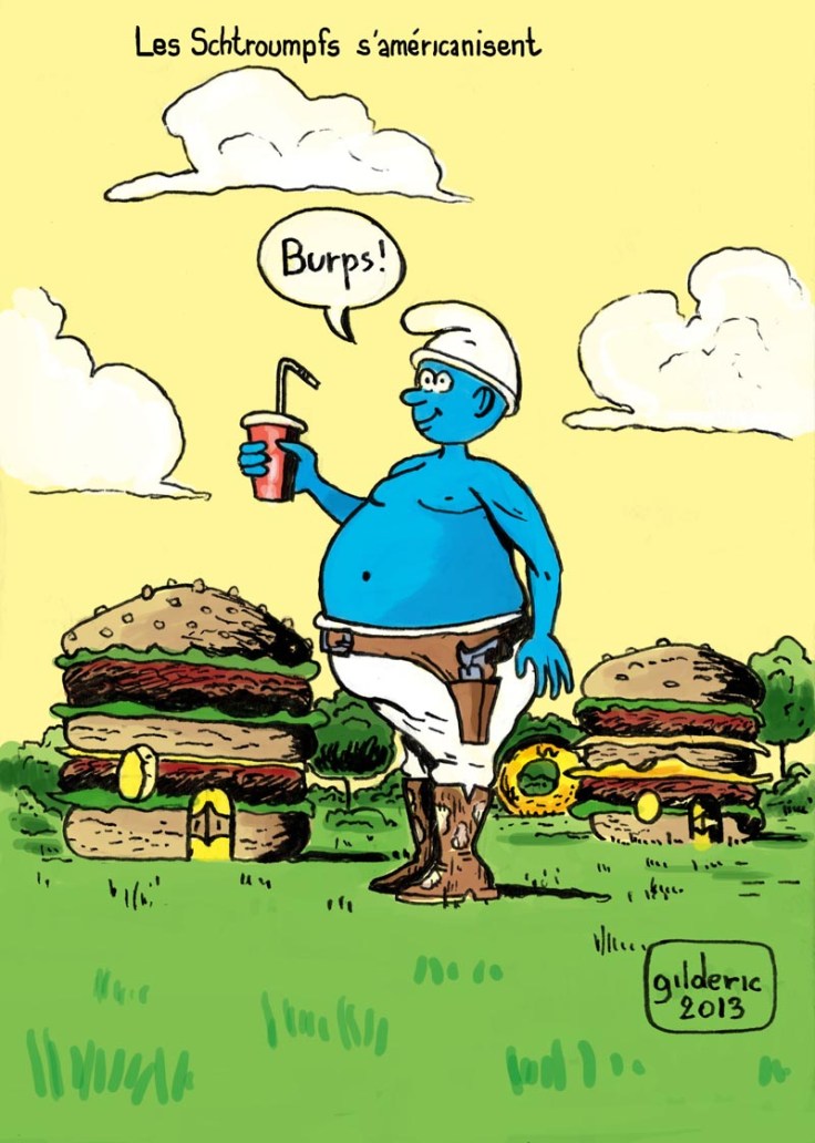 Les Schtroumpfs s'américanisent... - Dessin de Gilderic