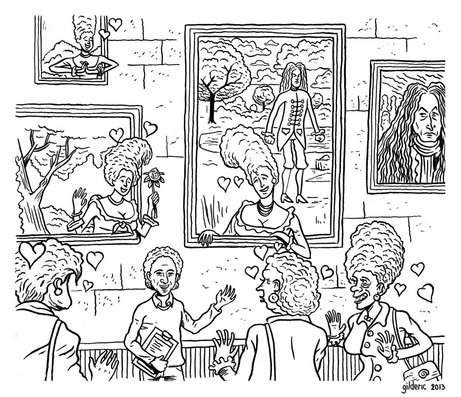 Visite guidée (dessin noir et blanc) - Dessin de Gilderic