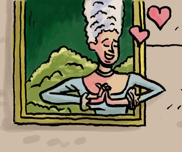 Visite guidée (détail d'un tableau) - Dessin de Gilderic