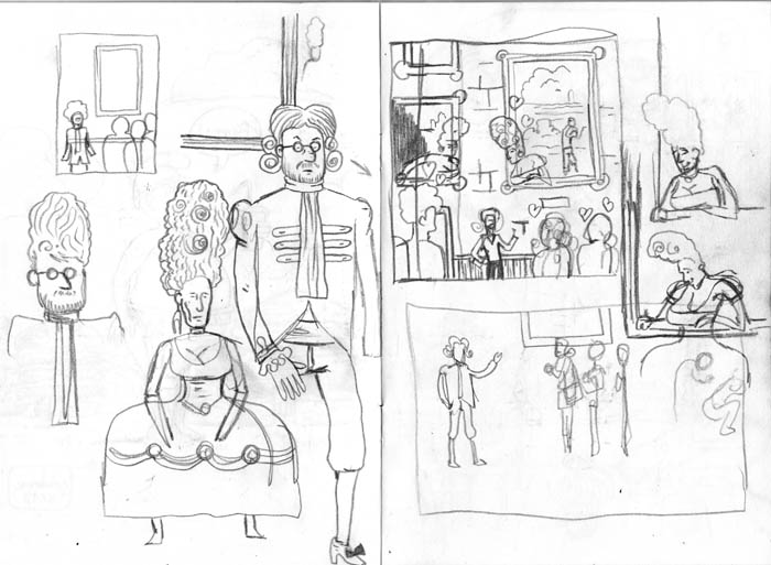 Visite guidée (recherches) - Dessin de Gilderic