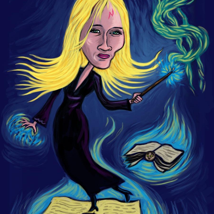 J.K. Rowling, auteur d'Harry Potter (caricature) - Dessin de Gilderic