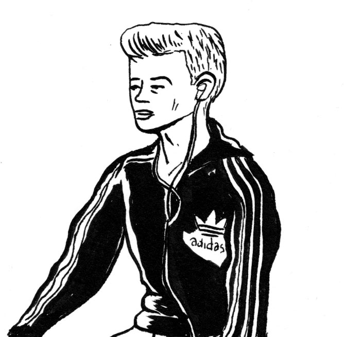 Des visages, des figures (détail) : garçon en survet - Dessin de Gilderic