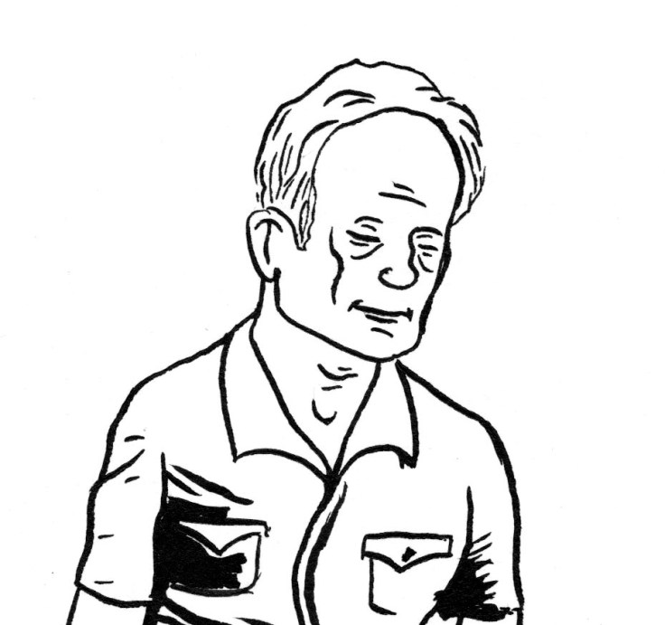 Des visages, des figures (détail) : visage d'homme - Dessin de Gilderic