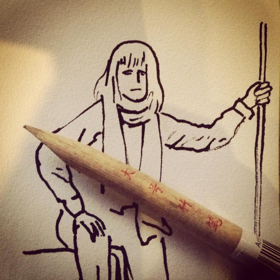 Dessiner avec une plume en bambou