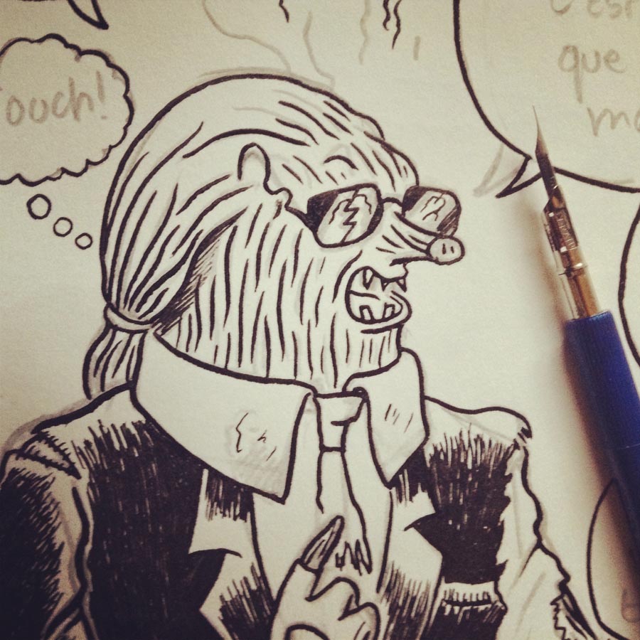 Encrage d'une planche de BD (Taupe Chef)