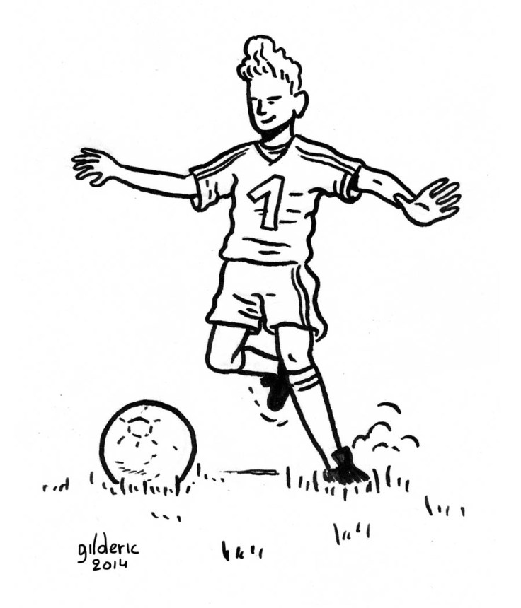 Garçon ado jouant au foot - Dessin de Gilderic