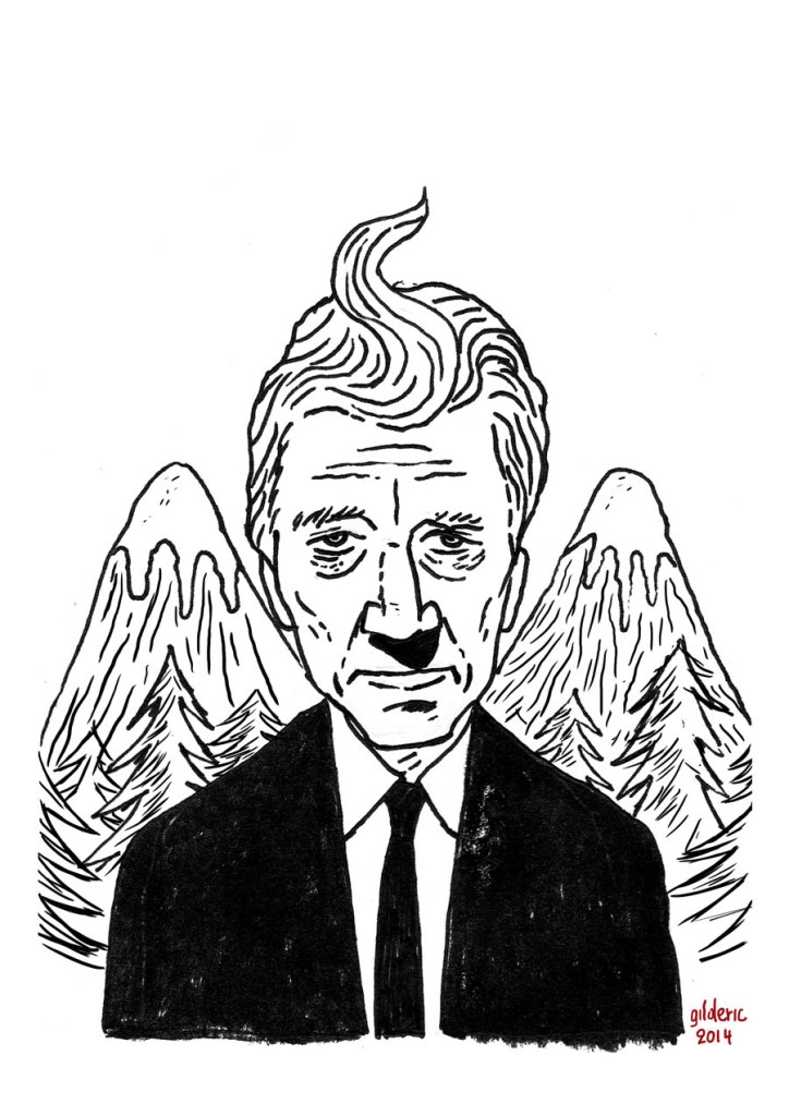 David Lynch returns to Twin Peaks (dessin original noir et blanc) - Dessin de Gilderic