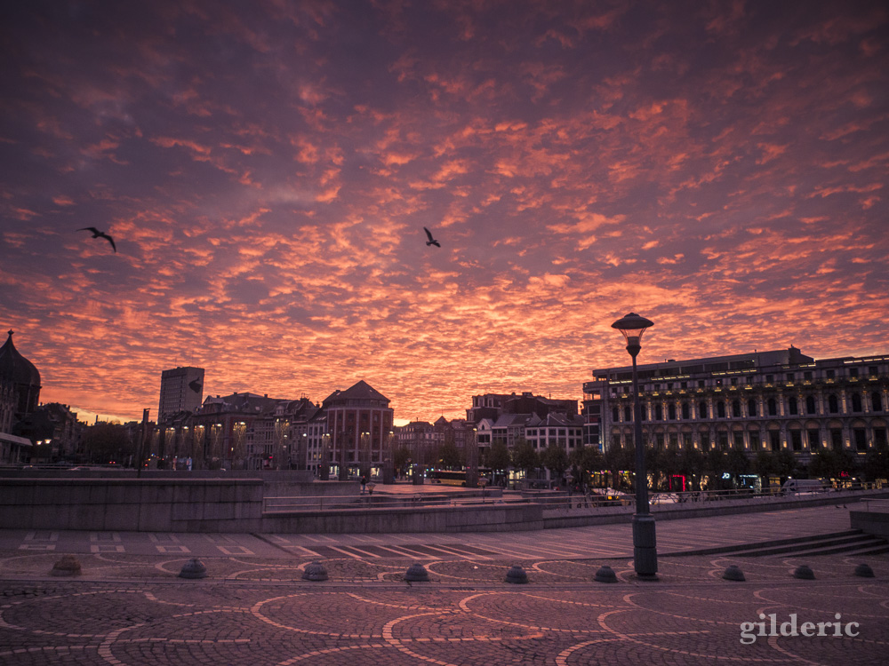 Un matin surréaliste sur la Place Saint-Lambert, à Liège