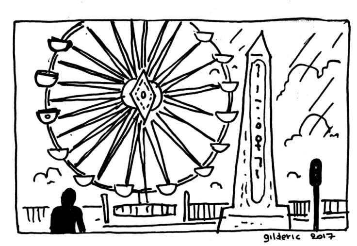 Place de la Concorde sous la pluie (dessin)