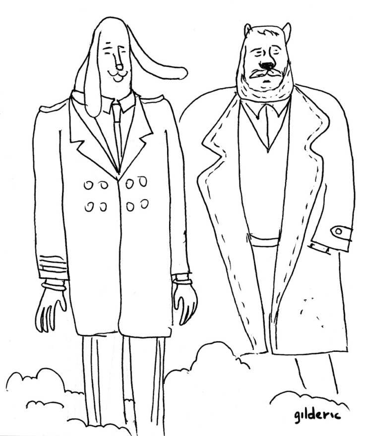 Dessin Blake & Mortimer (à poil), hommage à E.P. Jacobs