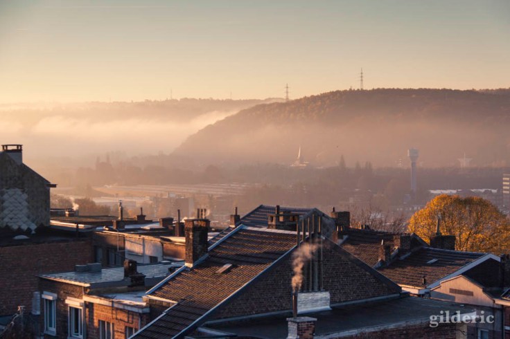 Paysage brumeux et automnal (Liège)