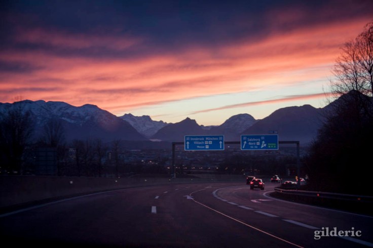 Coucher de soleil sur les Alpes, en Autriche