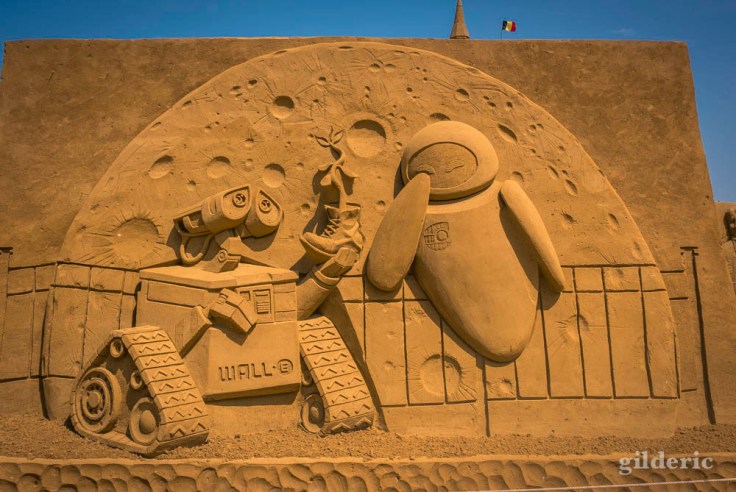 Disney Sand Magic 2018 à Ostende : sculpture de sable Wall-E (Pixar)