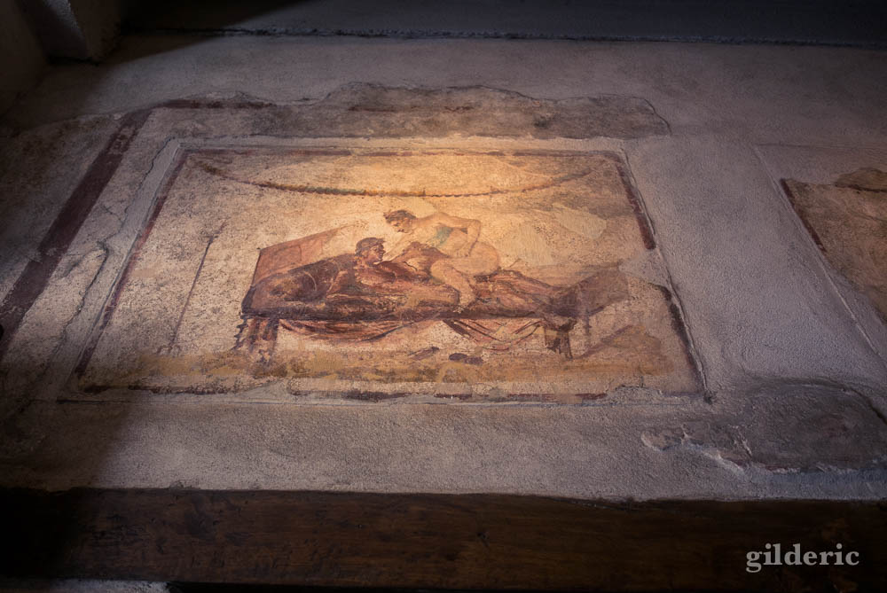 Fresque érotique du lupanar, à Pompéi