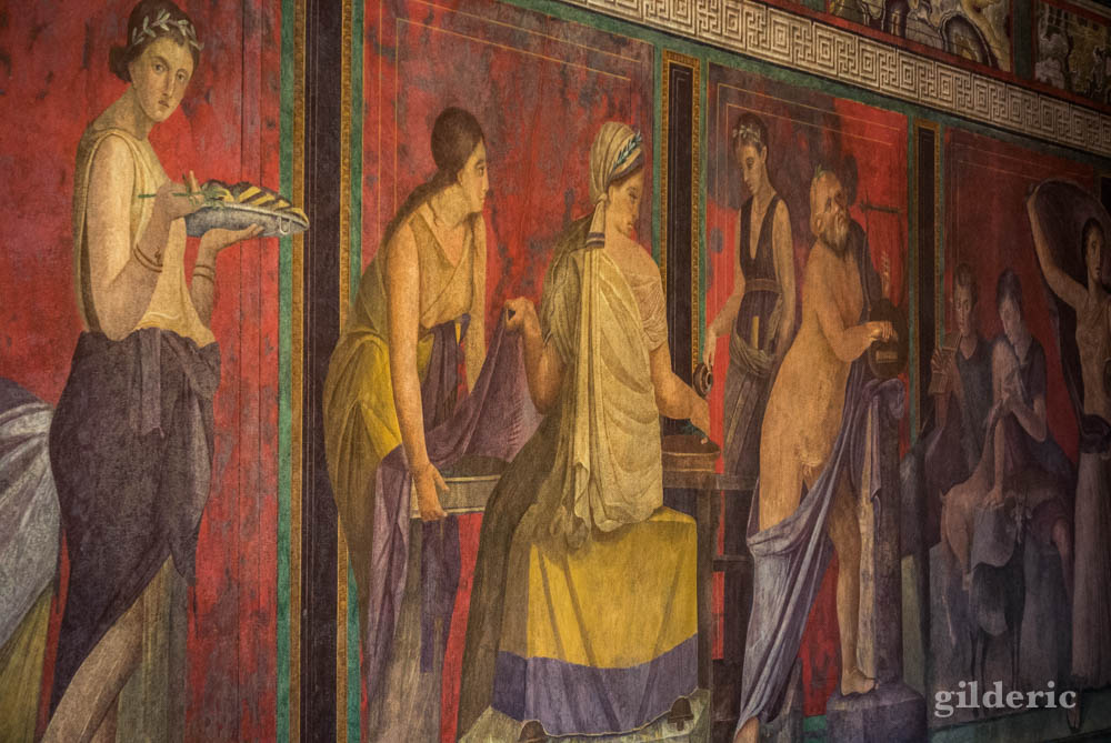Détail d'une des fresques de la Villa des Mystères (Pompéi)
