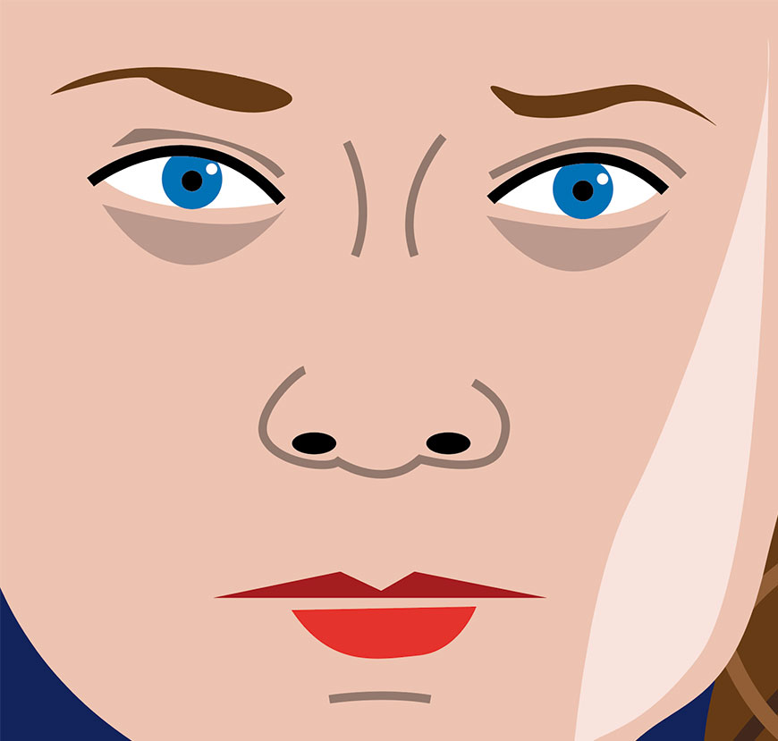 Le regard de Greta Thunberg (dessin vectoriel) -détail