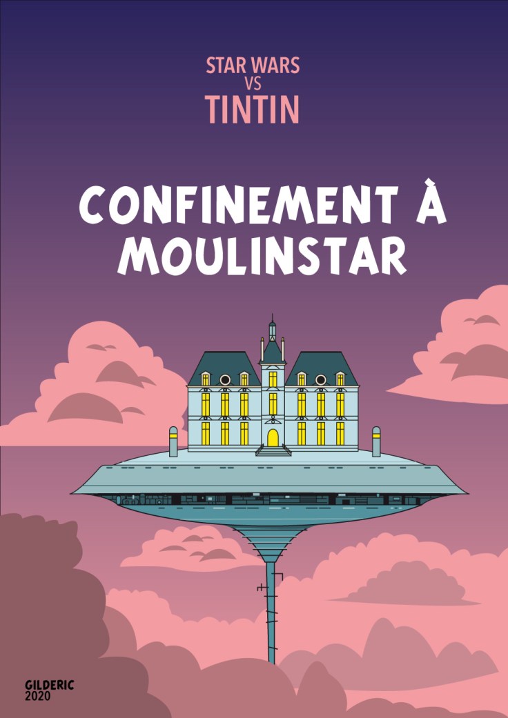 Tintin vs Star Wars : couverture Confinement à Moulinstar (version nocturne)
