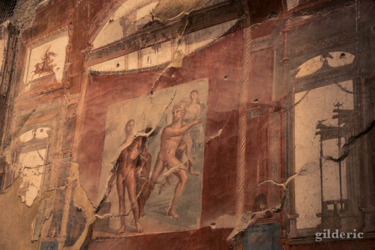 Hercule affronte Achéloos (fresque du Sacellum des Augustales)