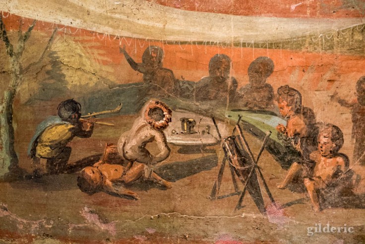 Fresque érotique de Pompéi (scène mythologique ?) au Musée archéologique de Naples