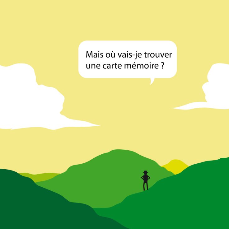 Comment acheter une carte mémoire au milieu de nulle part - dessin (flat design illustration)