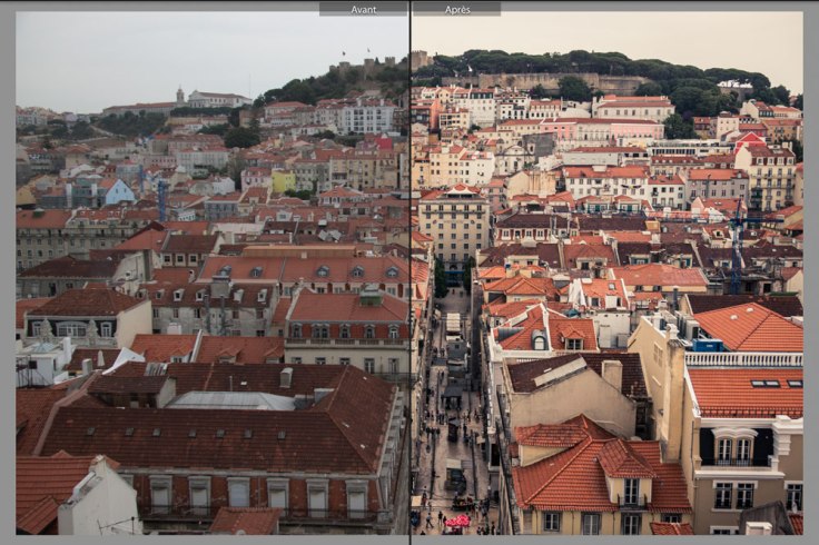 Exemple avant/après du traitement d'une photo sur Lightroom