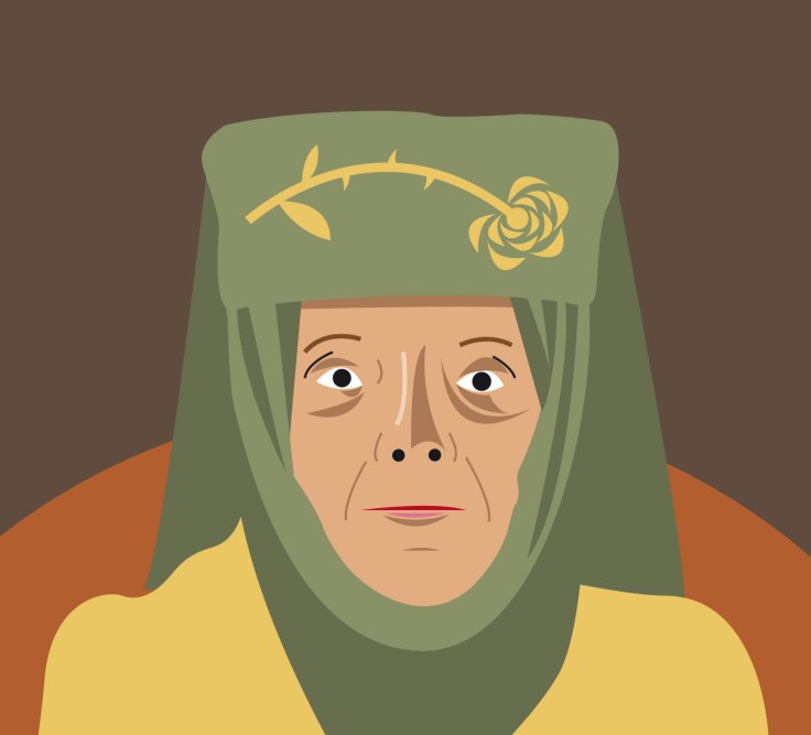 Diana Rigg est Olanna Tyrell dans Game of Thrones (vector illustration)
