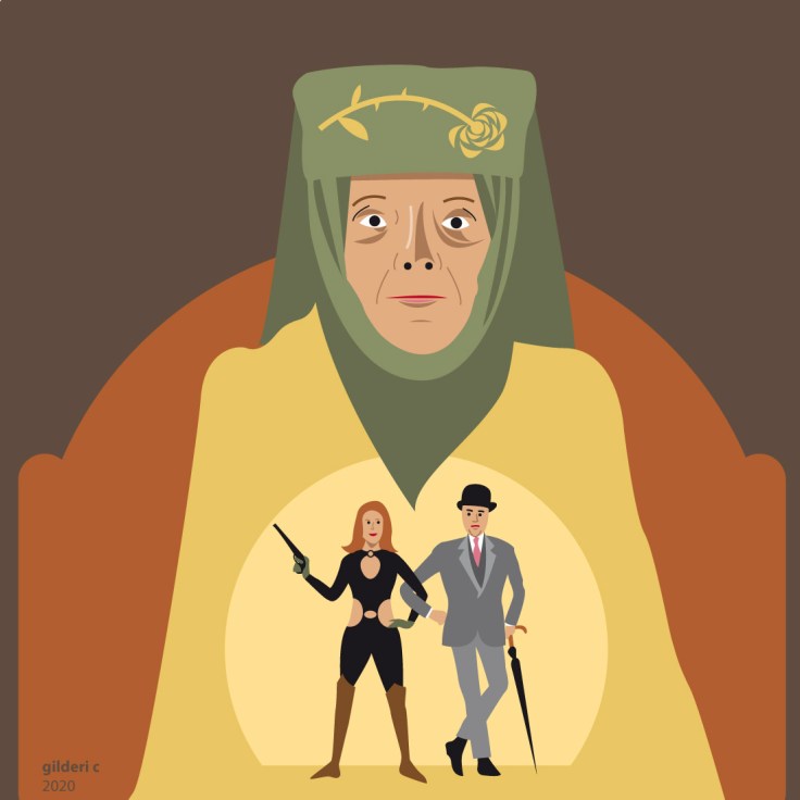 Diana Rigg : de Emma Peel à Olanna Tyrell (portrait) - vector illustration