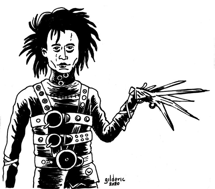 Edward aux mains d'argent (Edward Scissorhands) - dessin à l'encre