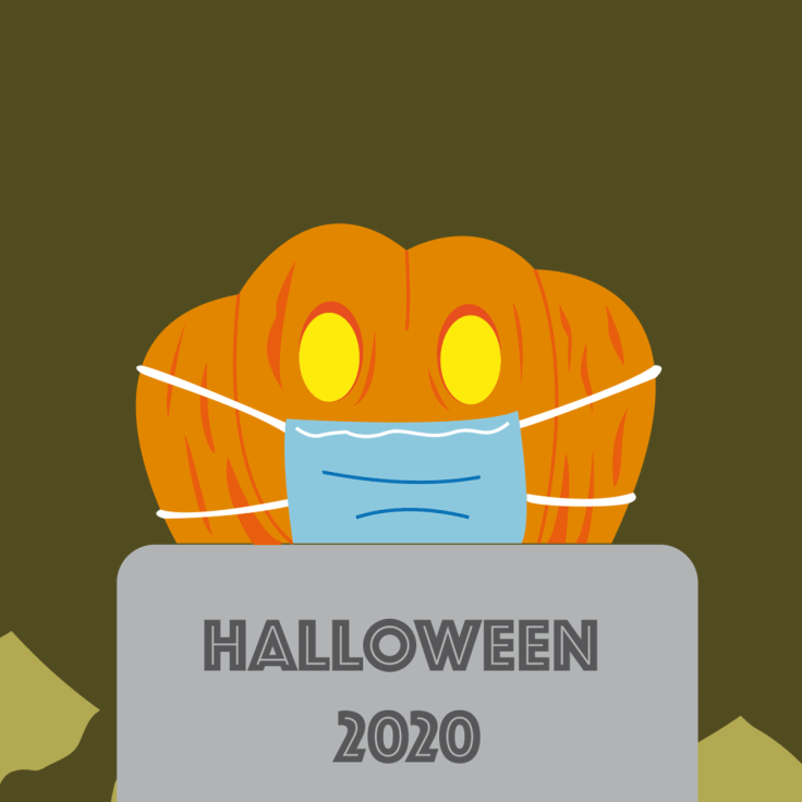 Halloween confiné : gros plan sur la citrouille - illustration vectorielle flat design