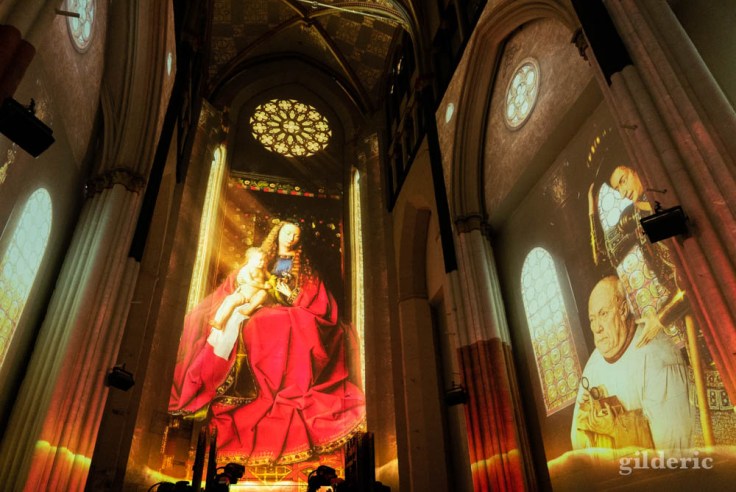 Lights on Van Eyck : projection de la Vierge au chanoine Van der Paele