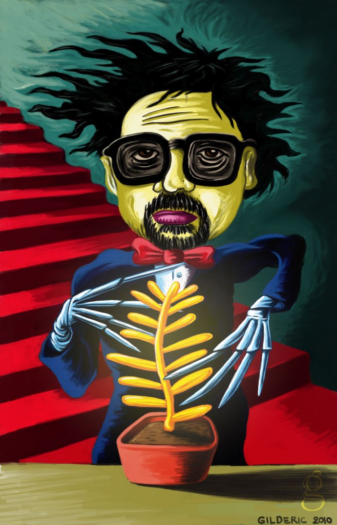 Tim Burton et la Palme d'or - Portrait (peinture numérique)