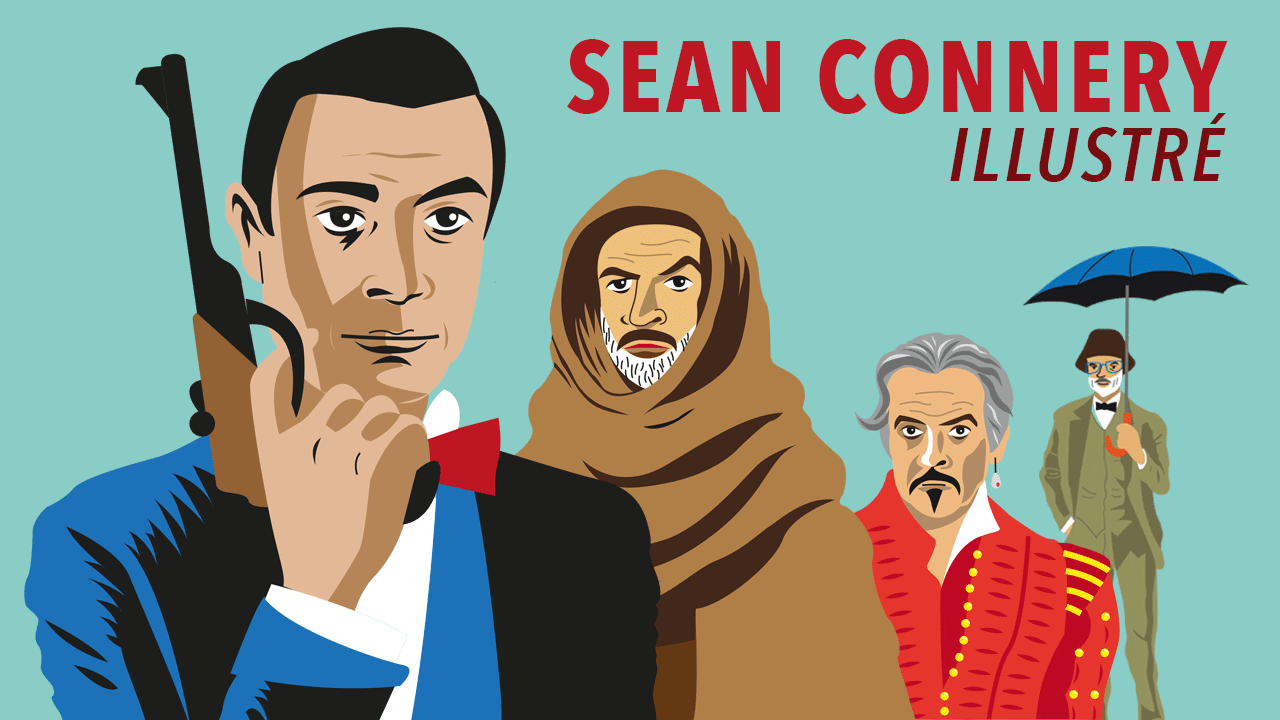 Sean Connery illustré (en dessins vectoriels flat design)