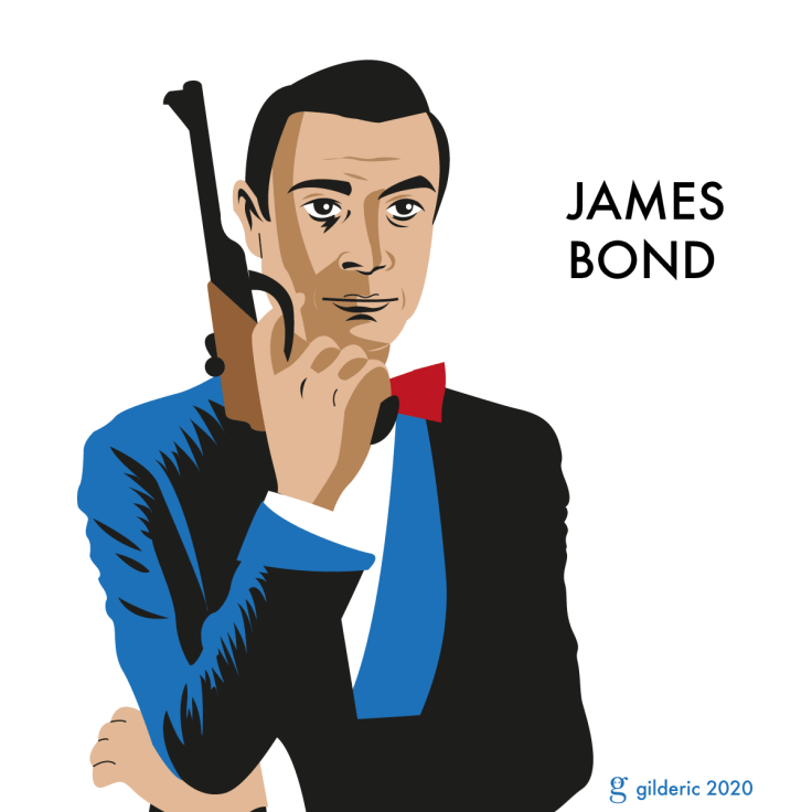 Sean Connery est James Bond 007 - illustration vectorielle en flat design