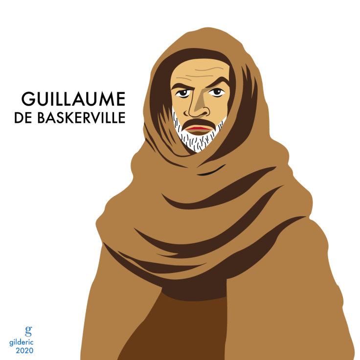 Sean Connery est Guillaume de Baskerville (illustration vectorielle en flat design)