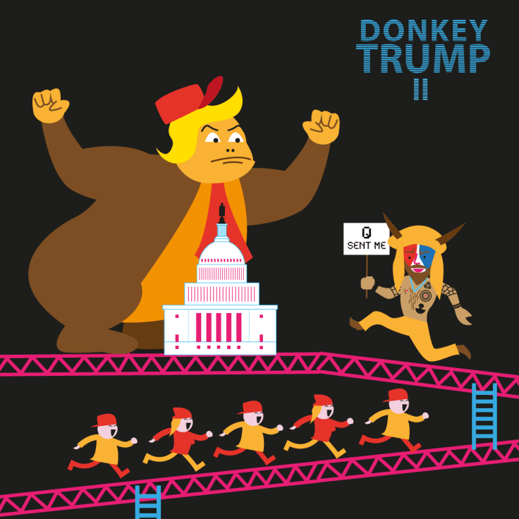 Donkey Trump et le Capitole (illustration vectorielle en flat design)