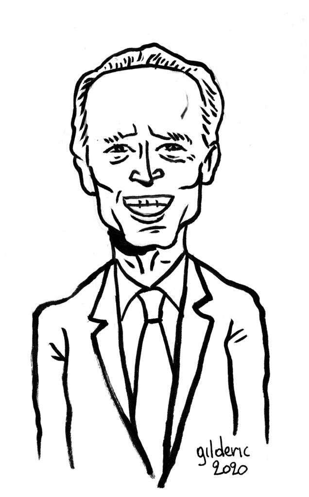 Joe Biden : dessin à l'encre sur papier (portrait)