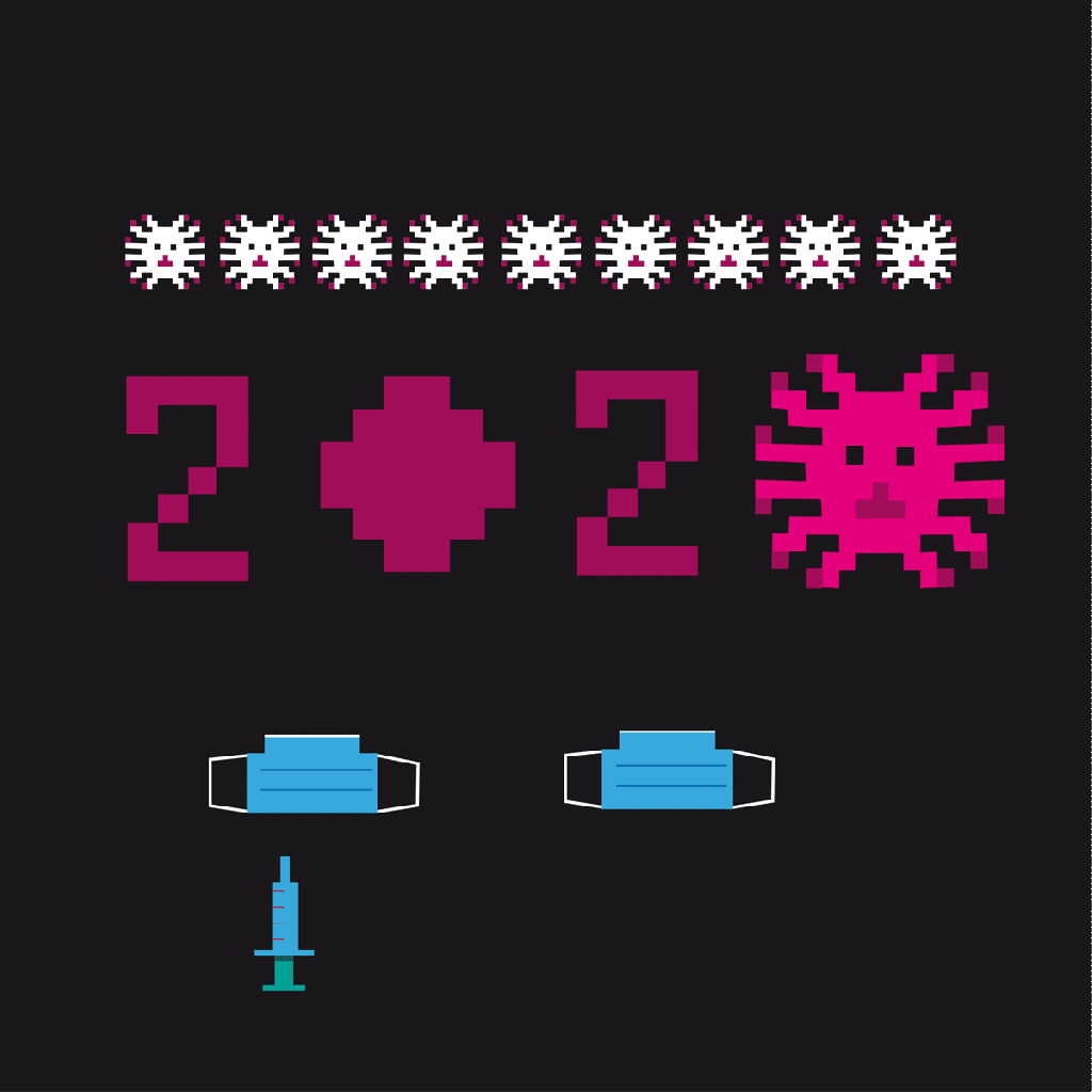 Happy 2021 (une parodie animée de Space Invaders) -version GIF