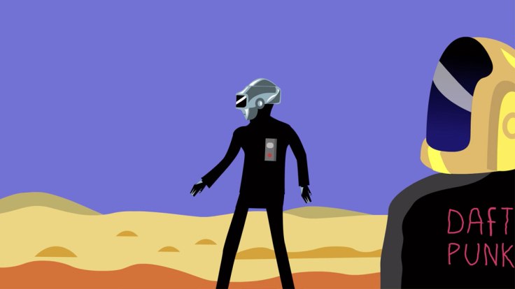 Daft Punk épilogue : deux robots dans le déserts (illustration vectorielle)