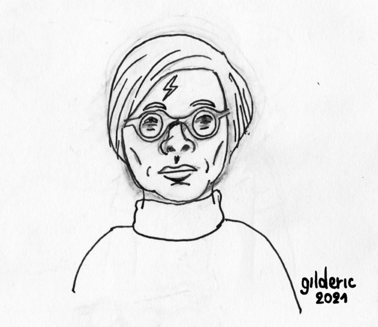 Mashup Andy Warhol x Harry Potter (première esquisse, crayon et encre)