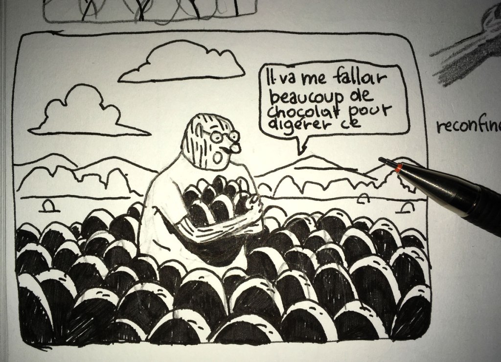 Taupe Chef Oeufs de Pâques en chocolat - dessin à l'encre