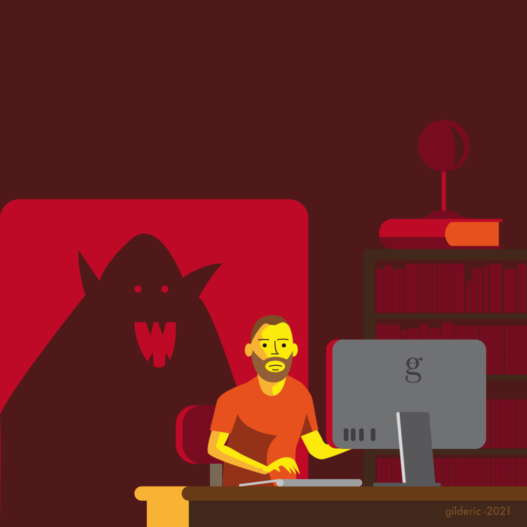 Jouer le troll sur internet -illustration vector de Gilderic (illustrateur à Liège) -illustration vector de Gilderic (illustrateur à Liège)
