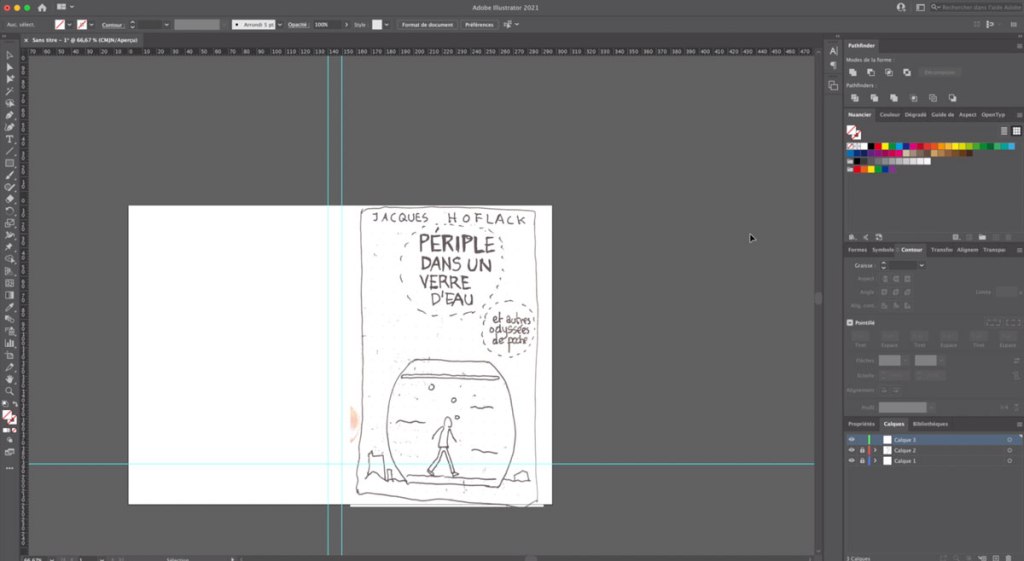 Importation du croquis dans Adobe Illustrator (capture écran de la vidéo)