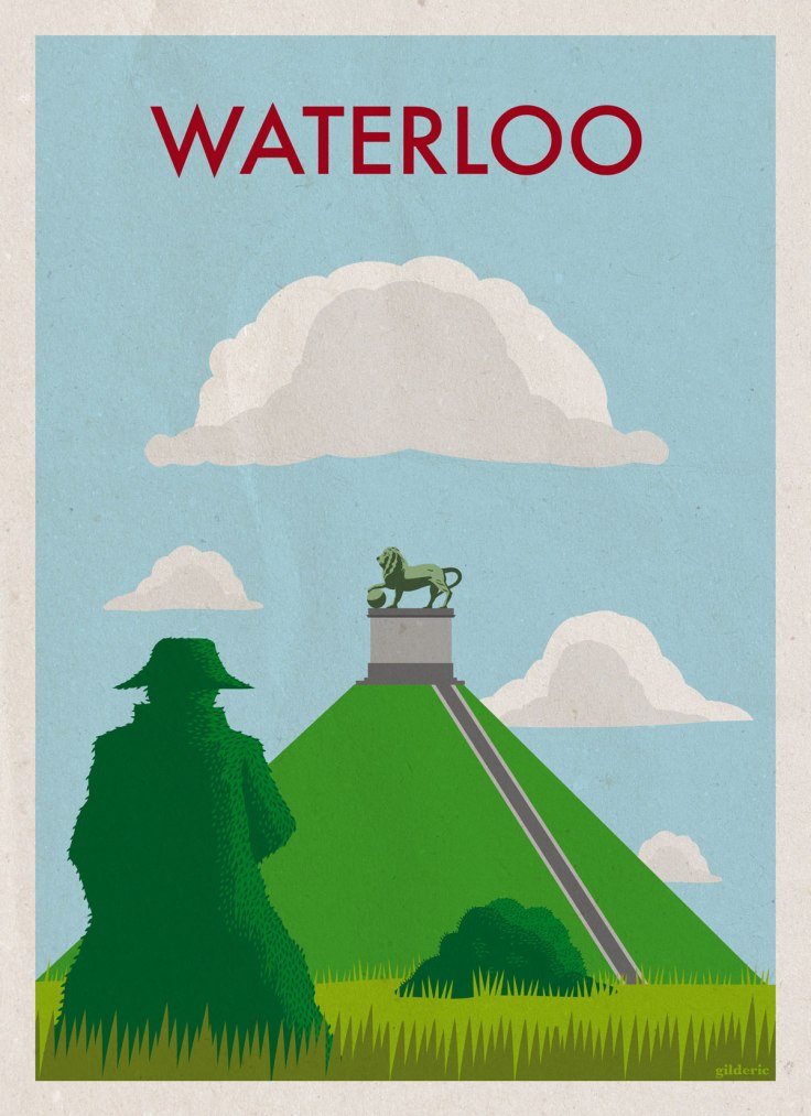 La Butte du Lion de Waterloo : affiche de voyage vintage - version avec texture