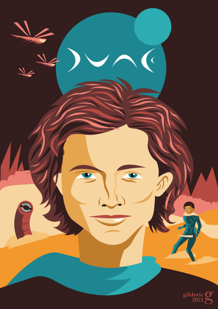 Dune de Denis Villeneuve avec Timothée Chalamet : affiche alternative - illustration vectorielle
